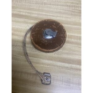 VTG Tool Lufkin Rule Tape 50' Linen Measuring Leather Stitched Case USA Works